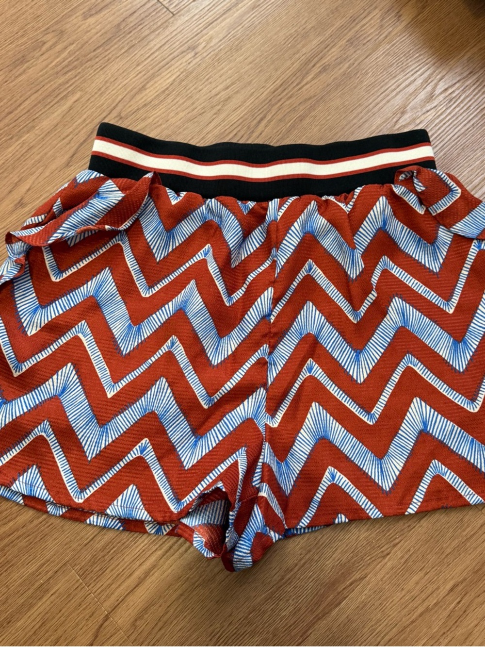 Scotch & Soda Rust and Blue Zigzag Elastic Waist Athletic Shorts